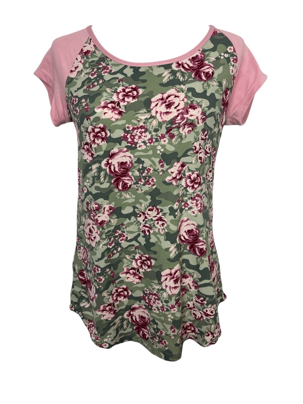Floral Camo Scoop Neck Short Sleeve Jolie & Joy by FCT With Love Top - Pink M